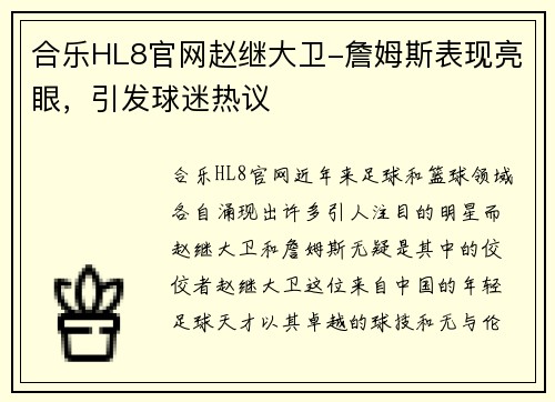 合乐HL8官网赵继大卫-詹姆斯表现亮眼，引发球迷热议